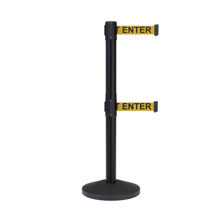 MONTOUR LINE Stanchion Dual Belt Barrier Black Post 13ft. Cau...Belt M630D-BK-CAUYB-130